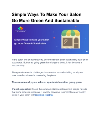 Simple Ways To Make Your Salon Go More Green And Sustainable