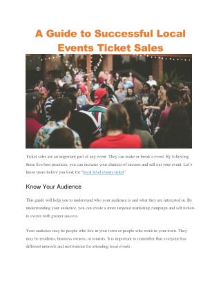 Local events tickets