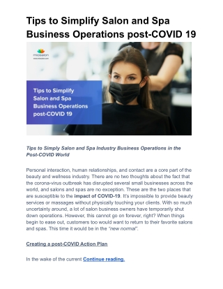 Tips to Simplify Salon and Spa Business Operations post-COVID 19