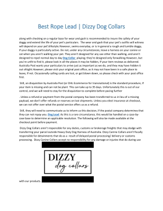Best Rope Lead  Dizzy Dog Collars