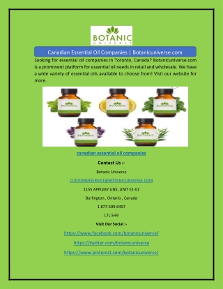Canadian Essential Oil Companies | Botanicuniverse.com