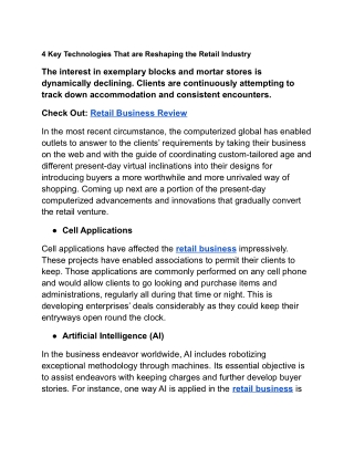 Retail Business Review :  4 Key Technologies That are Reshaping the Retail