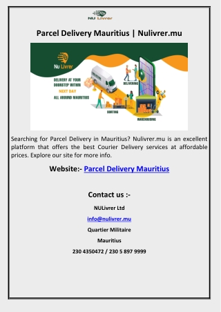 Parcel Delivery Mauritius | Nulivrer.mu