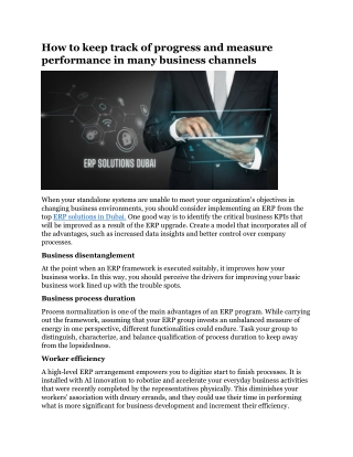 How to keep track of progress and measure performance in many business channels