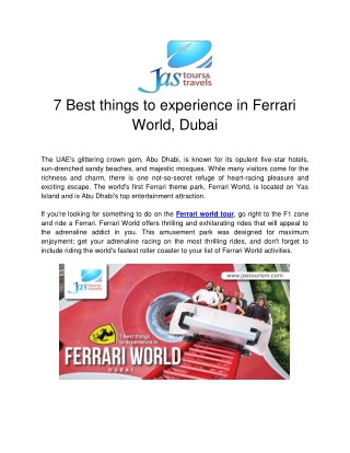7 Best things to experience in Ferrari World, Dubai