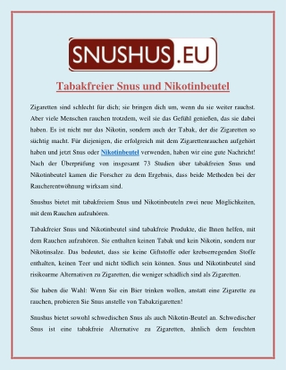 Tabakfreier Snus und Nikotinbeutel