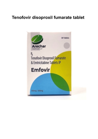 Tenofovir disoproxil fumarate tablet