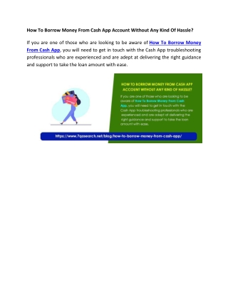 How To Borrow Money From Cash App Account Without Any Kind Of Hassle?