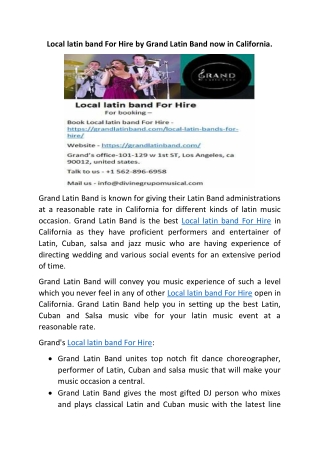 Local latin band For Hire