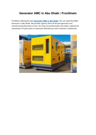 Generator AMC in Abu Dhabi | Frontlinem