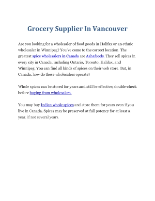 Aahafoods Foods Company - Wholesale Food Distributor & Grocery Supplier in Vanco