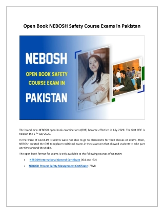 Boost Your Career with NEBOSH Open Book Exams in Pakistan