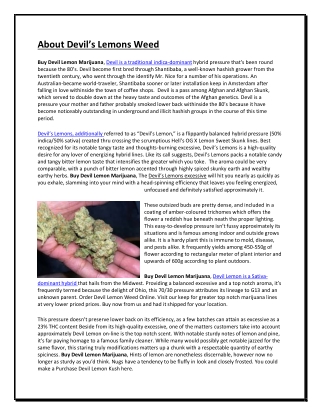 About Devil’s Lemons Weed