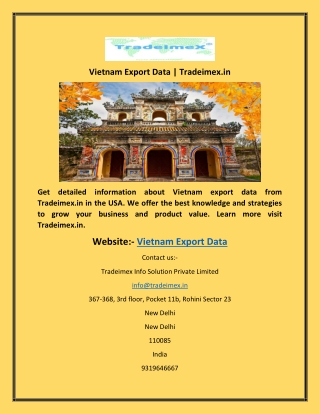 Vietnam Export Data  Tradeimex.in