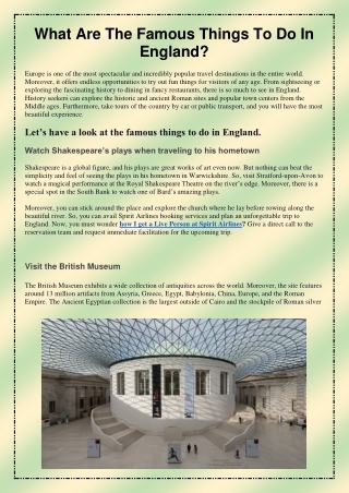 What Are The Famous Things To Do In England