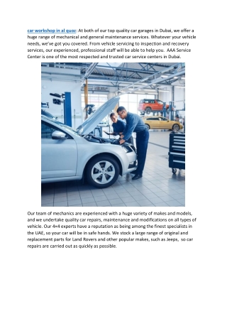 car workshop in al quoz