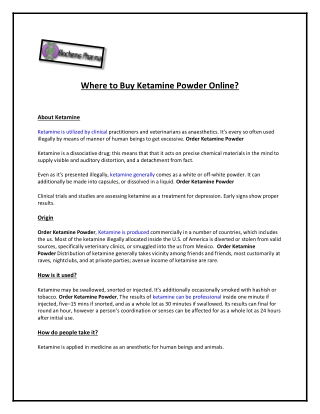 Where to Buy Ketamine Powder Online?
