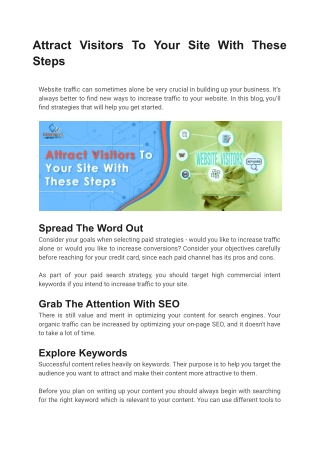 Attract traffic to website