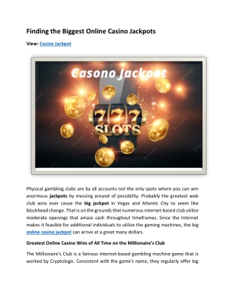 Finding the Biggest Online Casino Jackpots