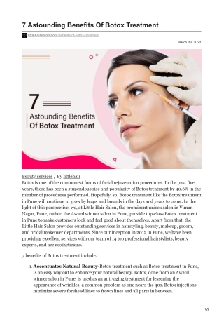 7 Astounding Benefits of Botox Treatment