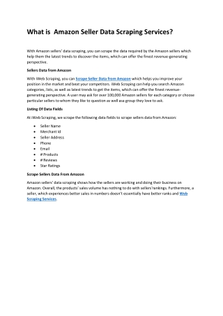 What is  Amazon Seller Data Scraping Services?
