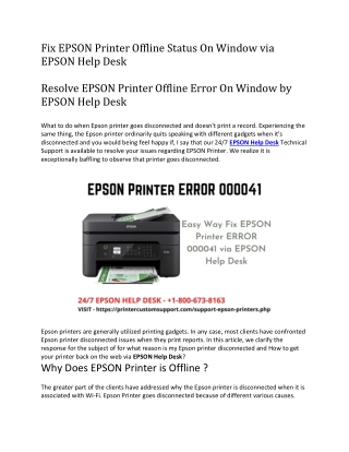 Fix EPSON Printer Offline Status On Window via EPSON Help Desk-converted