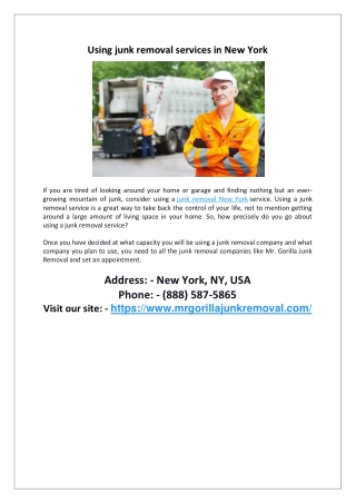 Using junk removal services in New York