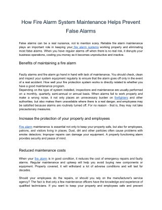 How Fire Alarm System Maintenance Helps Prevent False Alarms