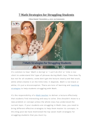 7 Math Strategies for Struggling Students