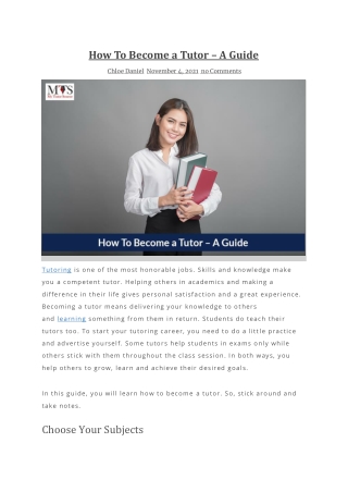 How To Become a Tutor