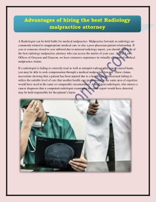 Advantages of hiring the best Radiology malpractice attorney