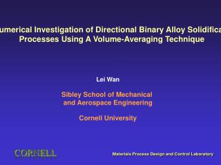 A Numerical Investigation of Directional Binary Alloy Solidification Processes Using A Volume-Averaging Technique