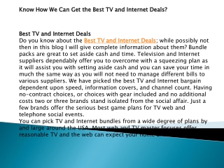 TV and Internet Deals