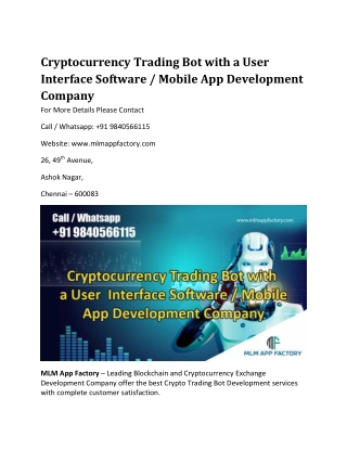 Cryptocurrency Trading Bot with a User Interface Software