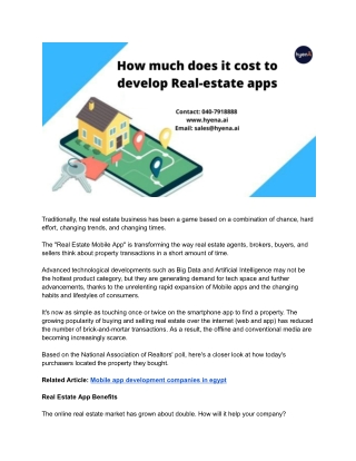 How much does it cost to develop Real-estate app