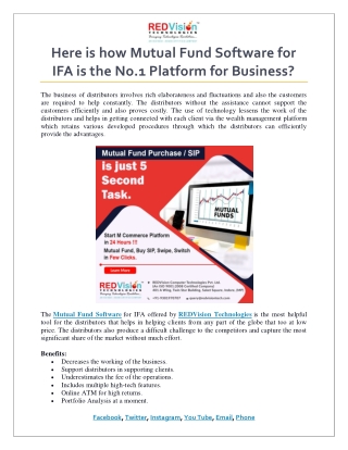 Here is how Mutual Fund Software for IFA is the No.1 Platform for Business