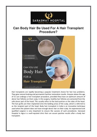 Can Body Hair Be Used For A Hair Transplant Procedure?