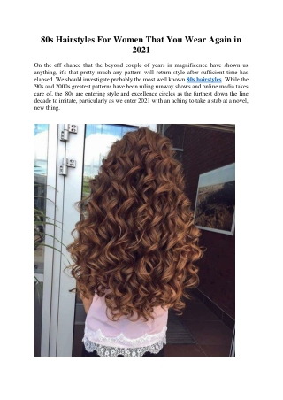 Is 80's hairstyles back in fashion?