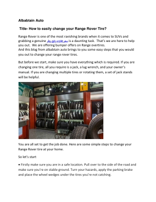 How to easily change your Range Rover Tire?