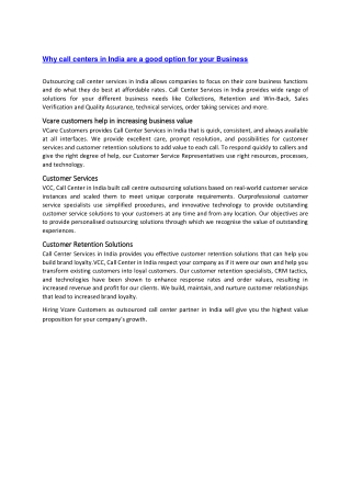 Why call centers in India are a good option for your Business