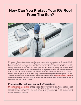 How Can You Protect Your RV Roof From The Sun?