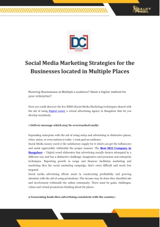 Social Media Marketing Strategies for the Businesses located in Multiple Places
