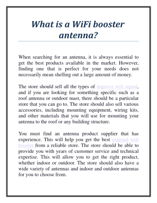 What is a WiFi booster antenna