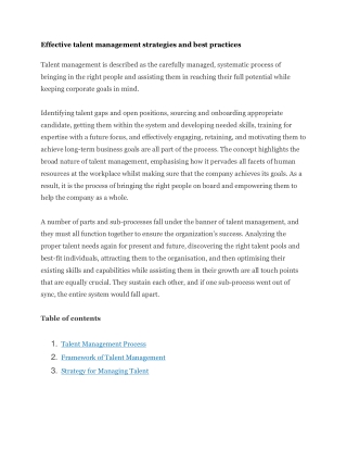 Effective talent management strategies and best practices