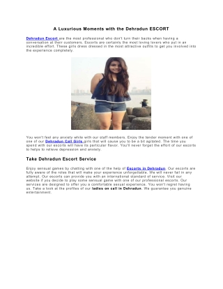 A Luxurious Moments with the Dehradun ESCORT