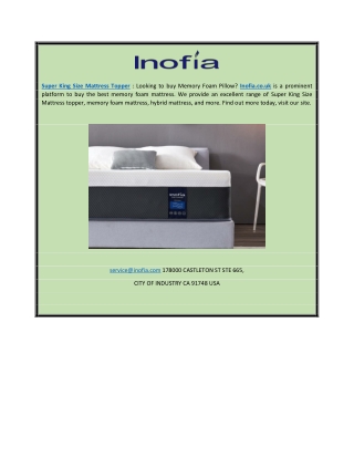 Super King Size Mattress Topper | Inofia.co.uk