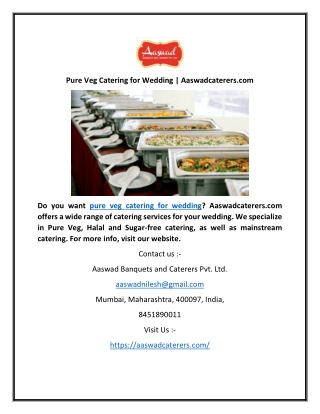 Pure Veg Catering for Wedding | Aaswadcaterers.com