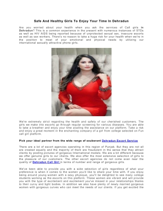 Safe and healthy girls to enjoy your time in Dehradun