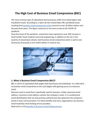 The High Cost of Business Email Compromise (BEC)