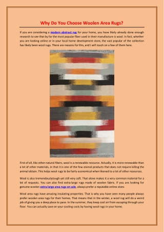 Why Do You Choose Woolen Area Rugs?